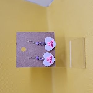 Valentine Purple "Be Mine" Conversation heart earrings